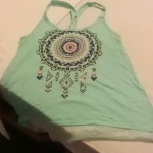 Turquoise spaghetti strap colorful shirt